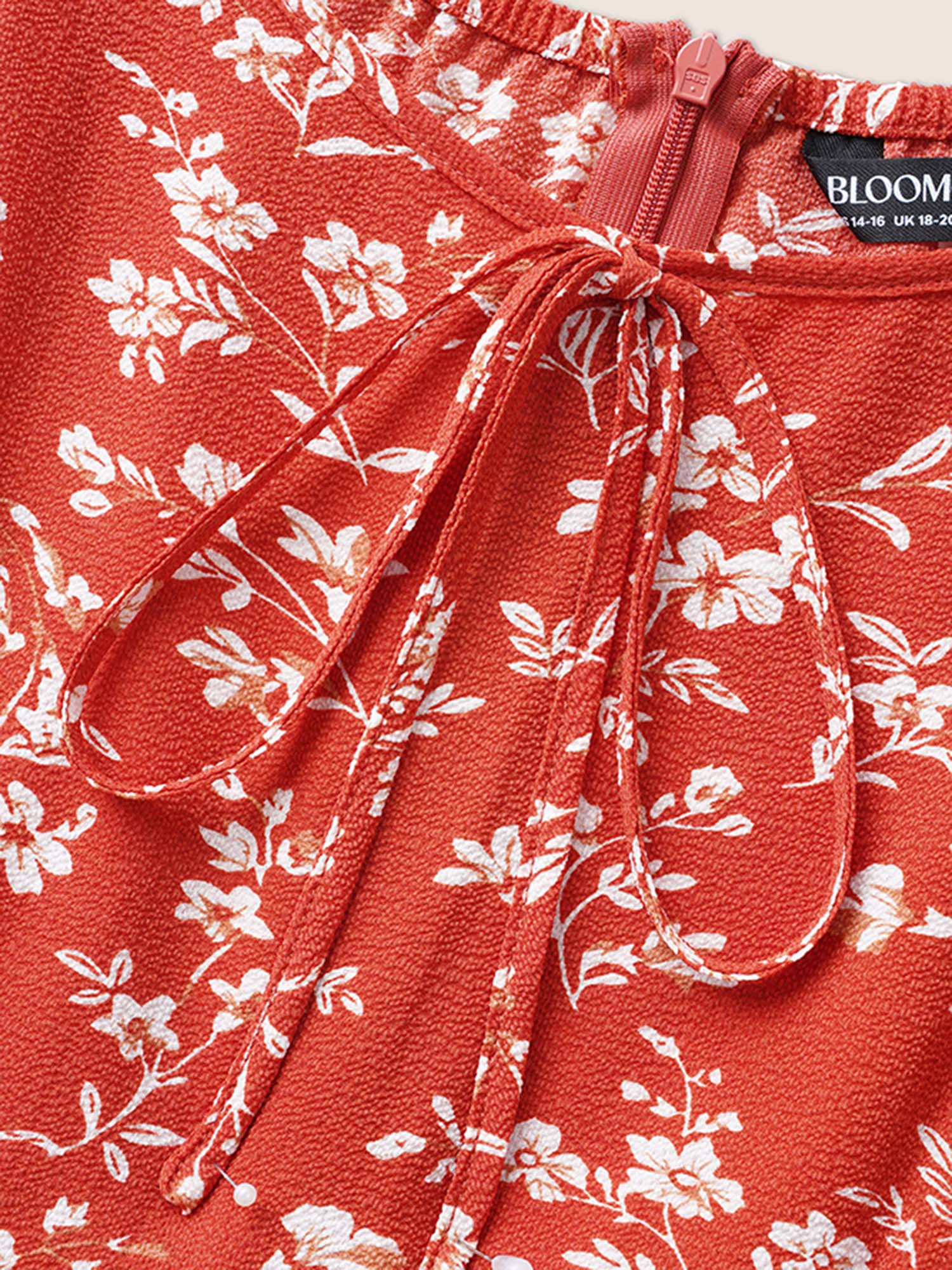 Crew Neck Ditsy Floral Tie Knot Jumpsuit