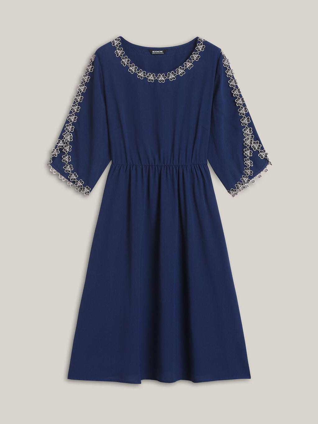 Lace Detail Trumpet Sleeve Midi Dress