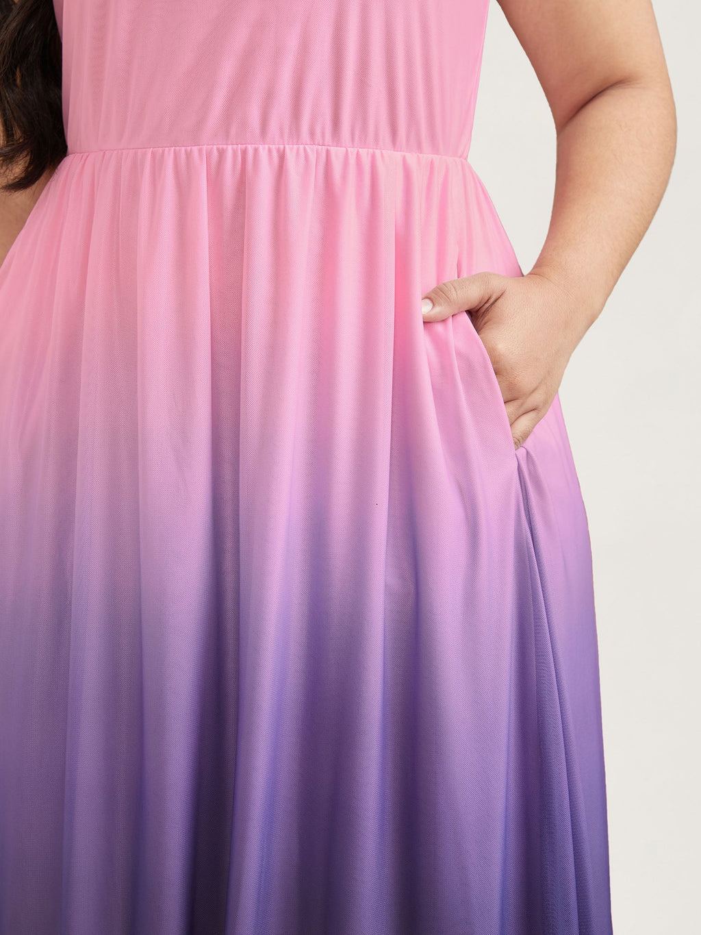 Chiffon Ombre Gradient Halter Neck Dress