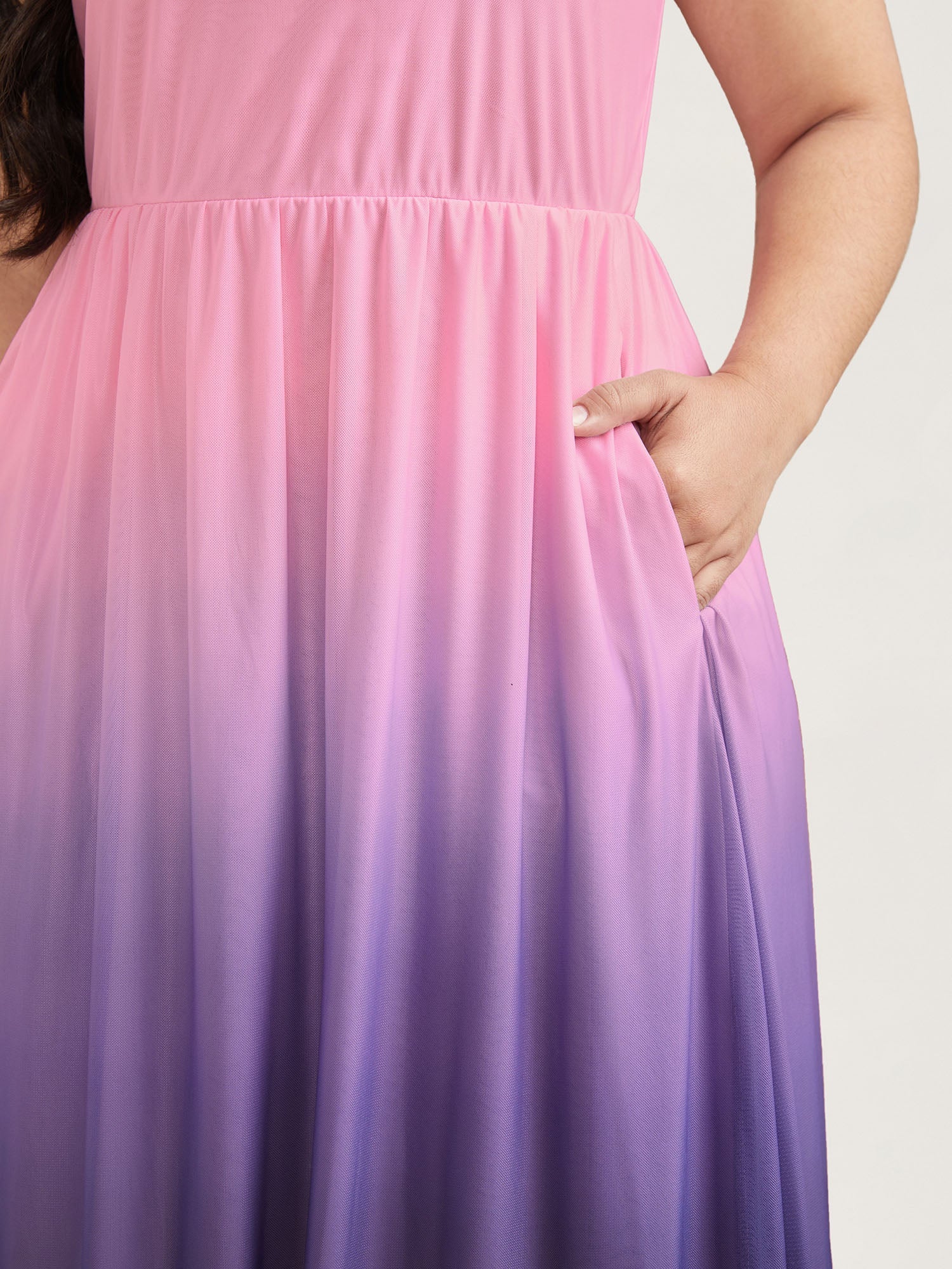 Chiffon Ombre Gradient Halter Neck Dress