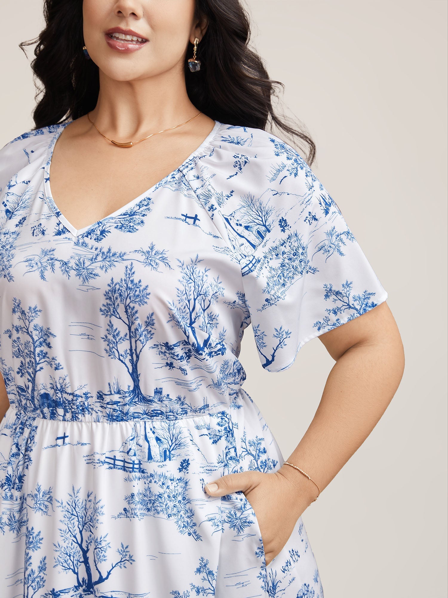Spring Dreams Stretchy-Waist Midi Dress
