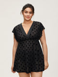 Polka Dot Mesh Ruffle Cap Sleeve Sleep Dress