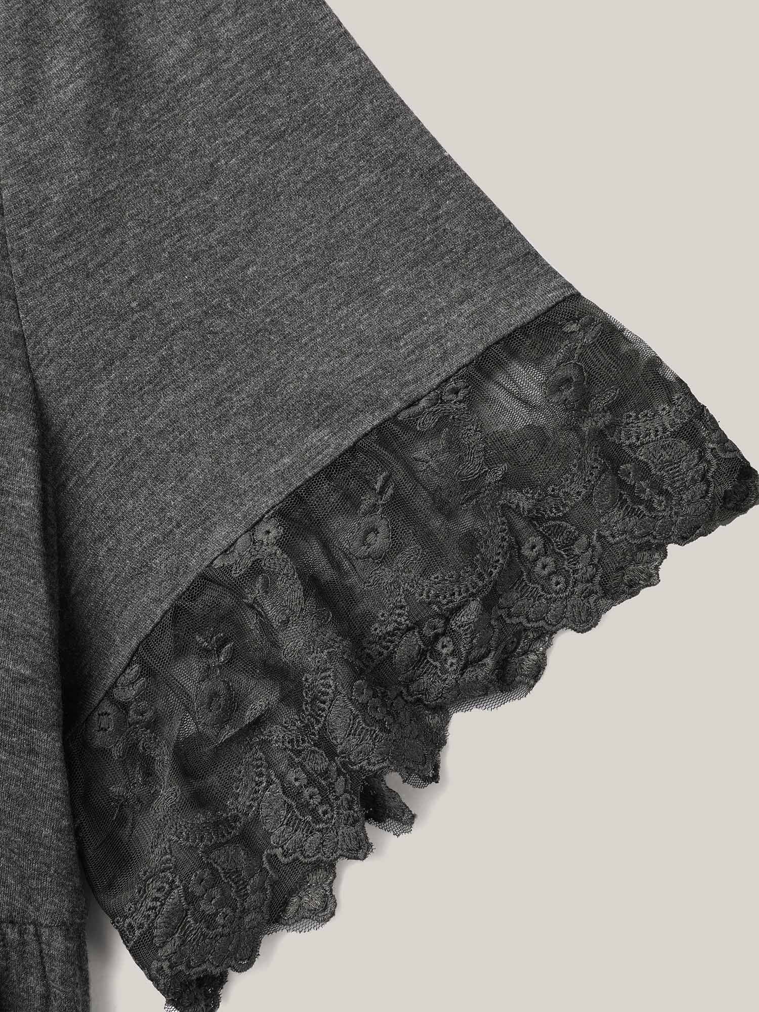 Lace Detail Round Neck Peplum Top