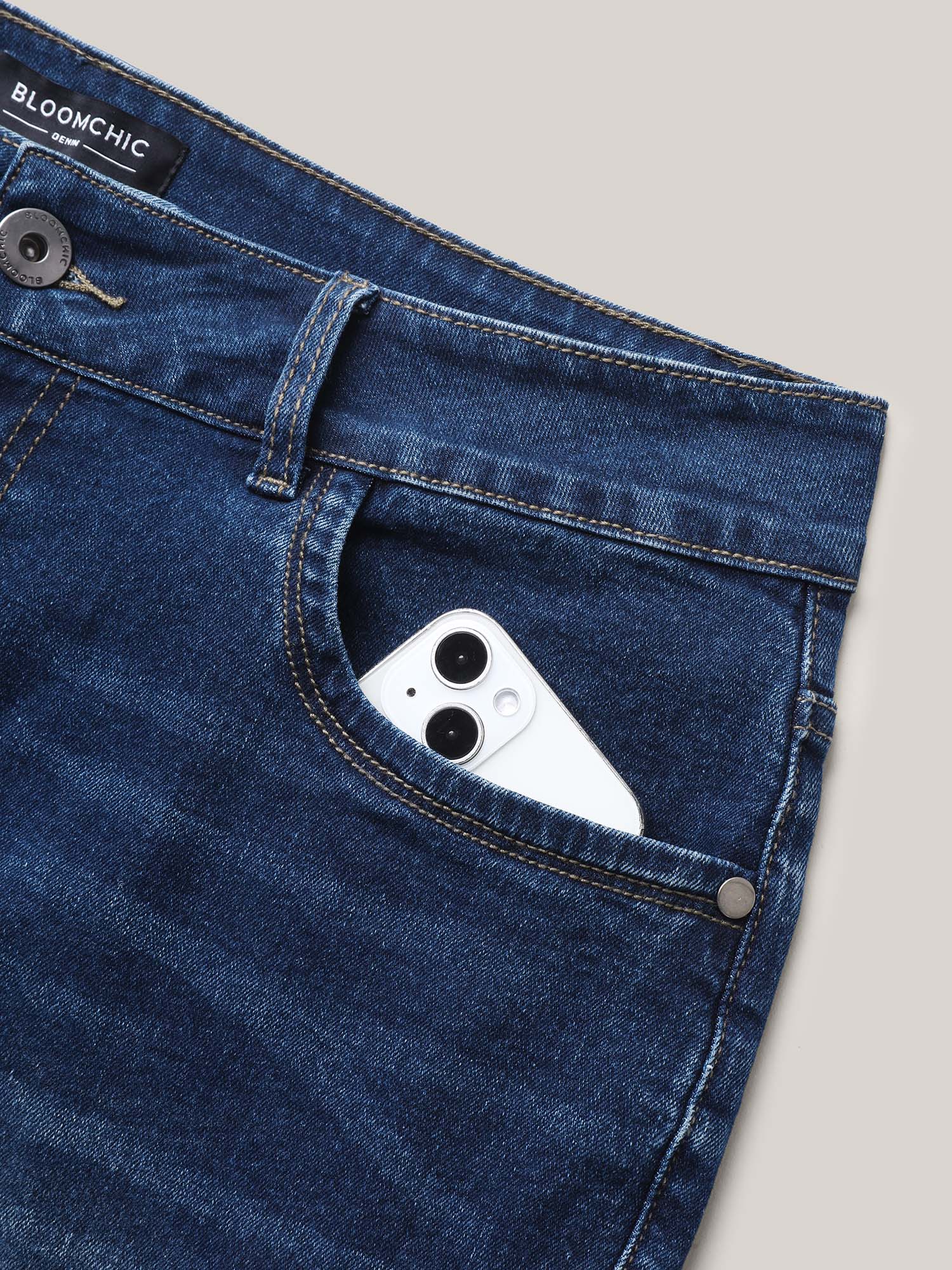 Ripped Straight-Leg Denim Shorts