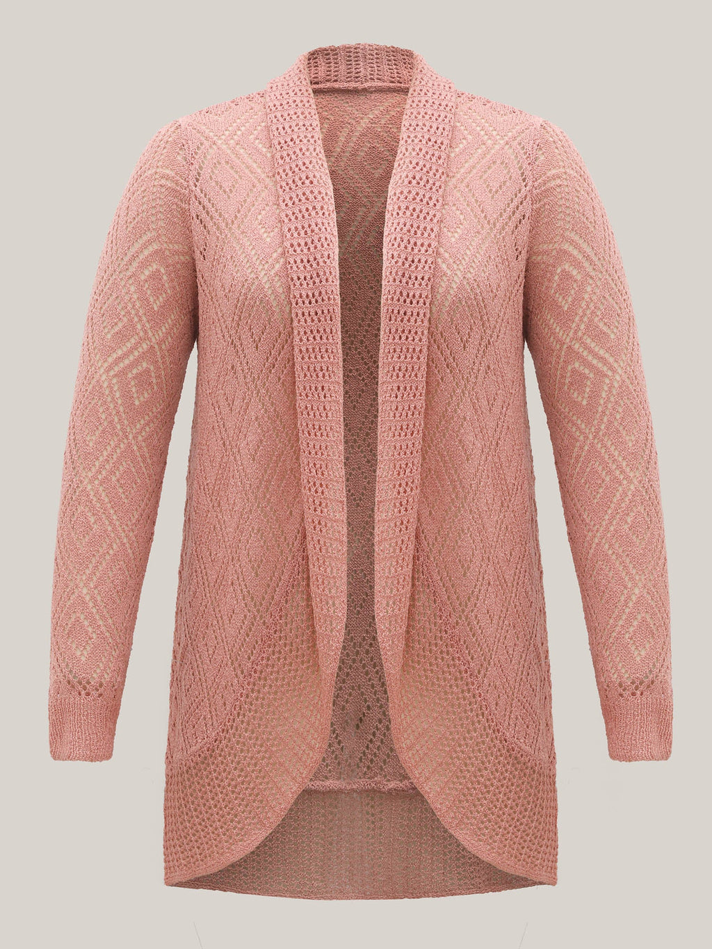 Textured Cut-Out Arc Hem Knit Cardigan