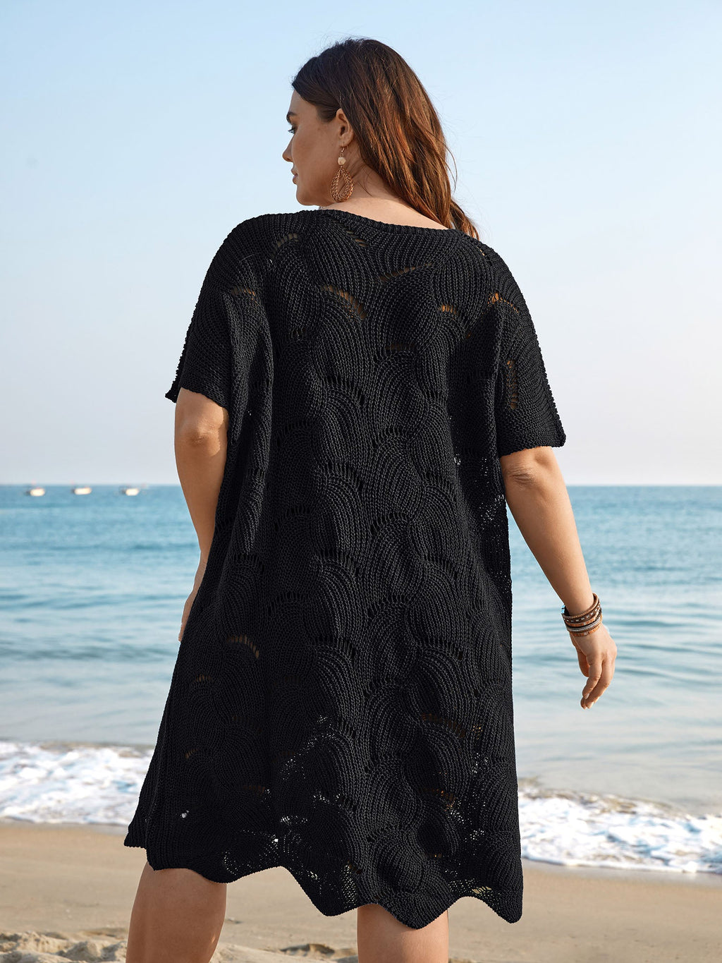 Cut-Out Solid V-Neck Swimsuit Coverup