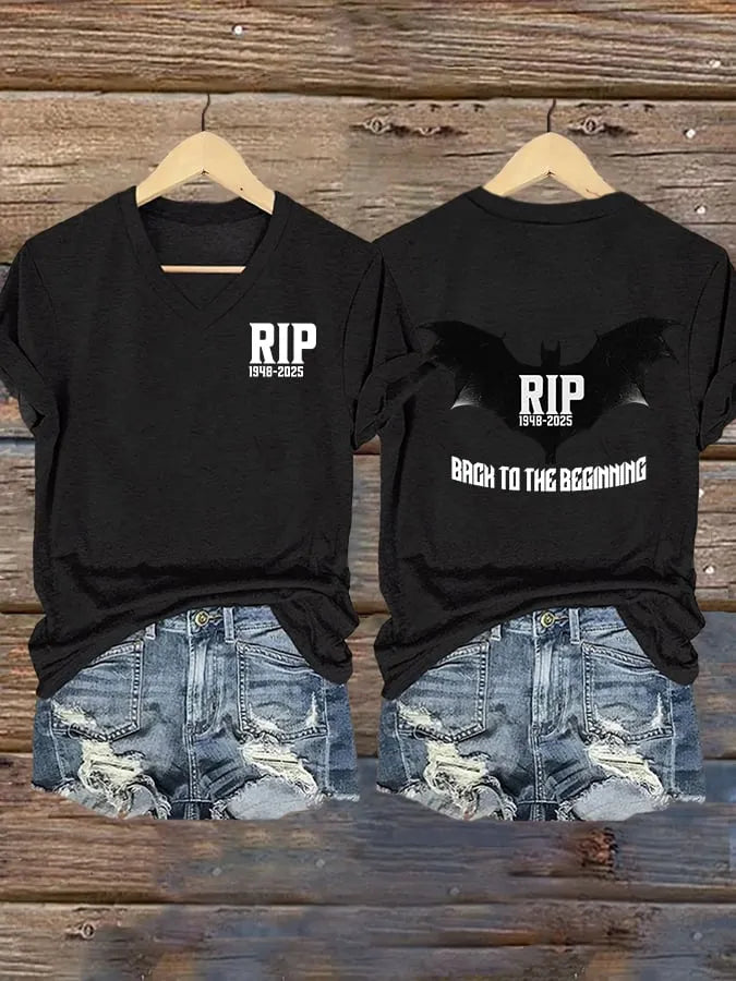 Women's Back To The Beginning Print V Neck T-shirt