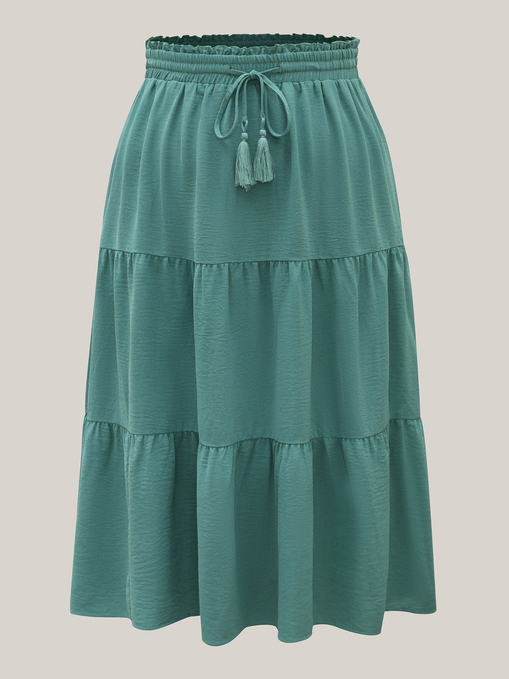 Smocked Waist Lace Tiered Midi Skirt