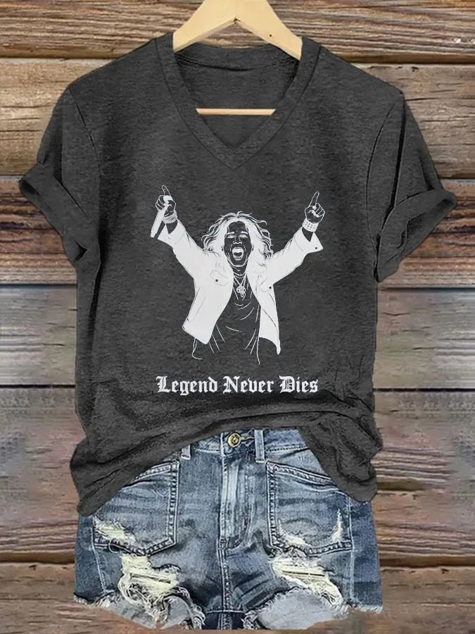 Women's "Hot Singer" Printed V-Neck T-Shirt