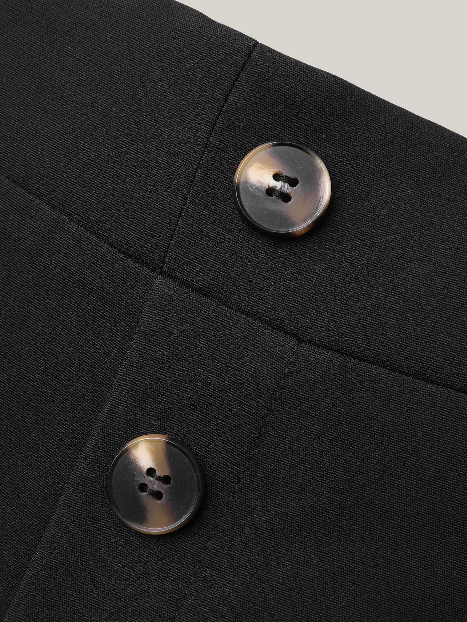 Buckled Button Front Pleated Midi Skirt