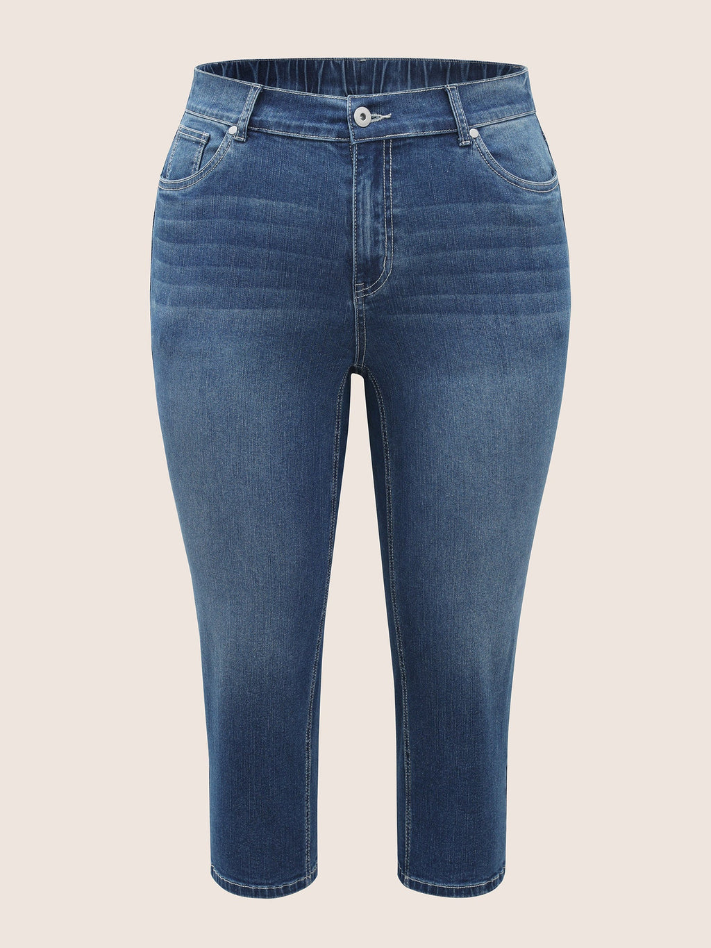 High Stretch Slanted Pocket Slim Cropped Jeans