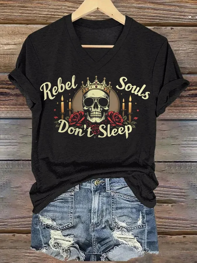 Women's CRebel Souls Don’t Sleep Print T-Shirt