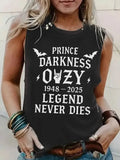 Womens Prince Of Darkness LEGEND NEVER DIES MEMORIAL Printed Crew Neck Tank Top
