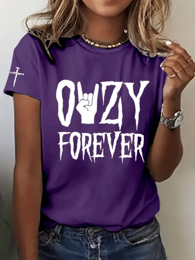 Women's Rock Legend Commemorative Print Crew Neck T-Shirt