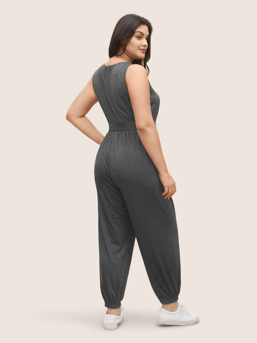 Supersoft Essentials Plain Button Detail Belted Jumpsuit