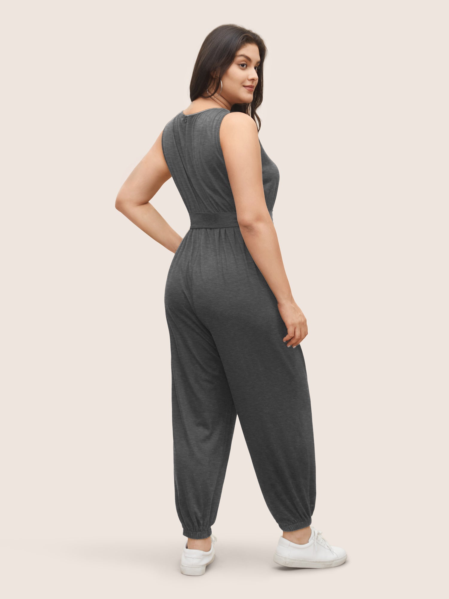 Supersoft Essentials Plain Button Detail Belted Jumpsuit