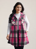 Plaid Flap Detail Sleeveless Jacket