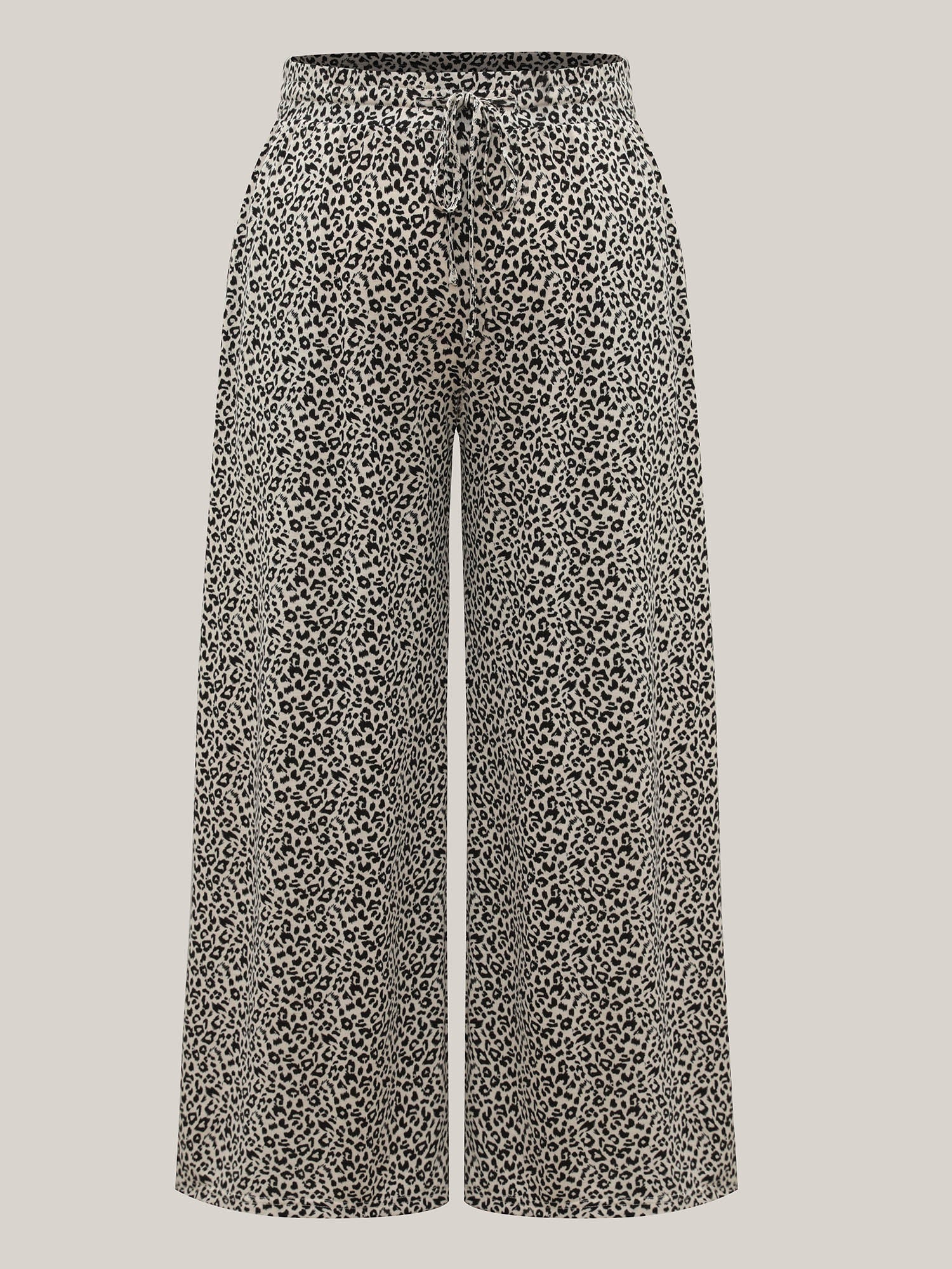 Leopard Print Waist-Drawstring Lounge Bottoms