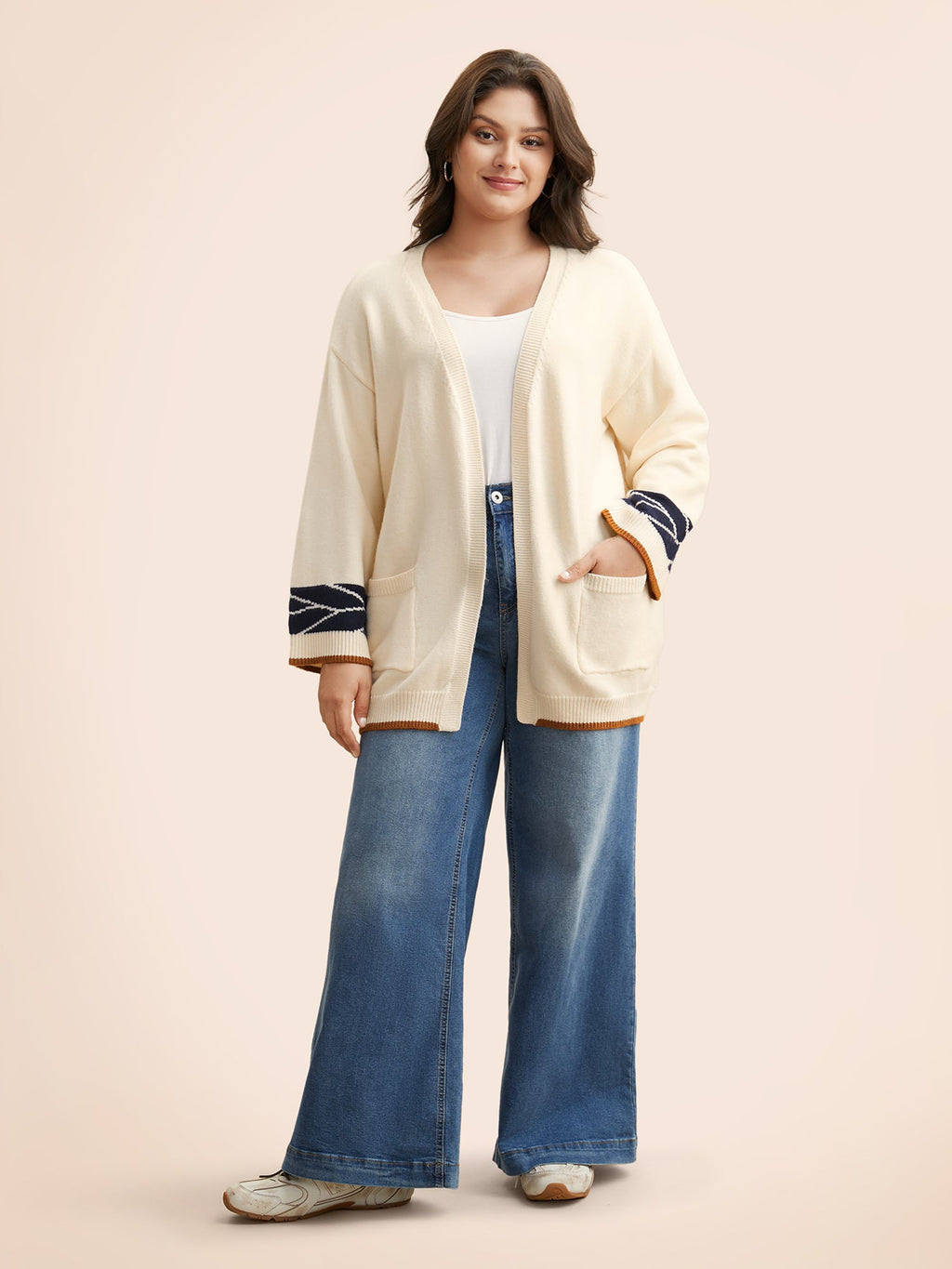 Supersoft Essentials Contrast Jacquard Cardigan