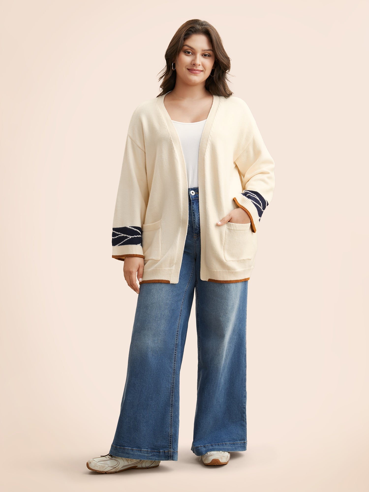 Supersoft Essentials Contrast Jacquard Cardigan