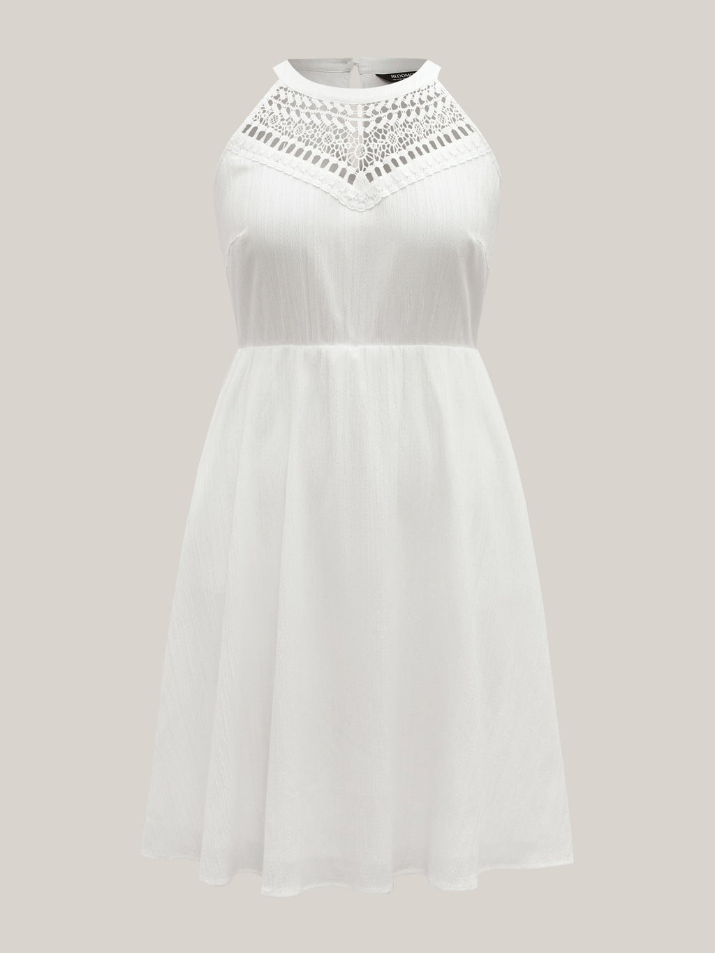 Neck Cut-Out Pockets A-Line Midi Dress