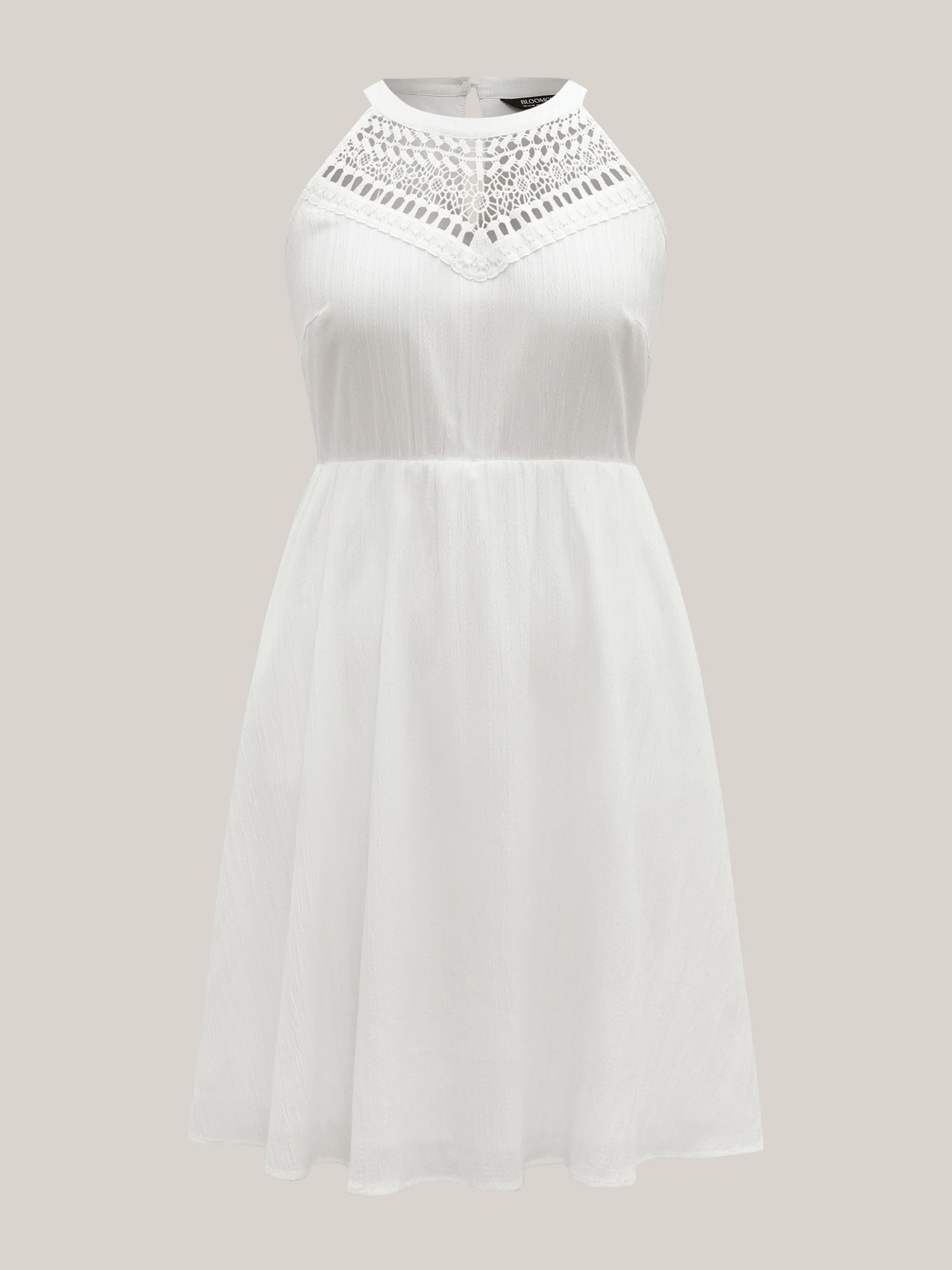 Neck Cut-Out Pockets A-Line Midi Dress