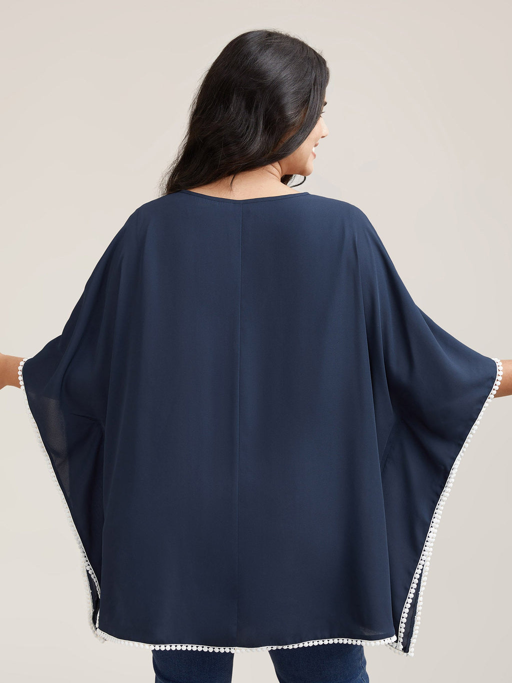 Printed Neckline Lace Spliced Loose Shirt