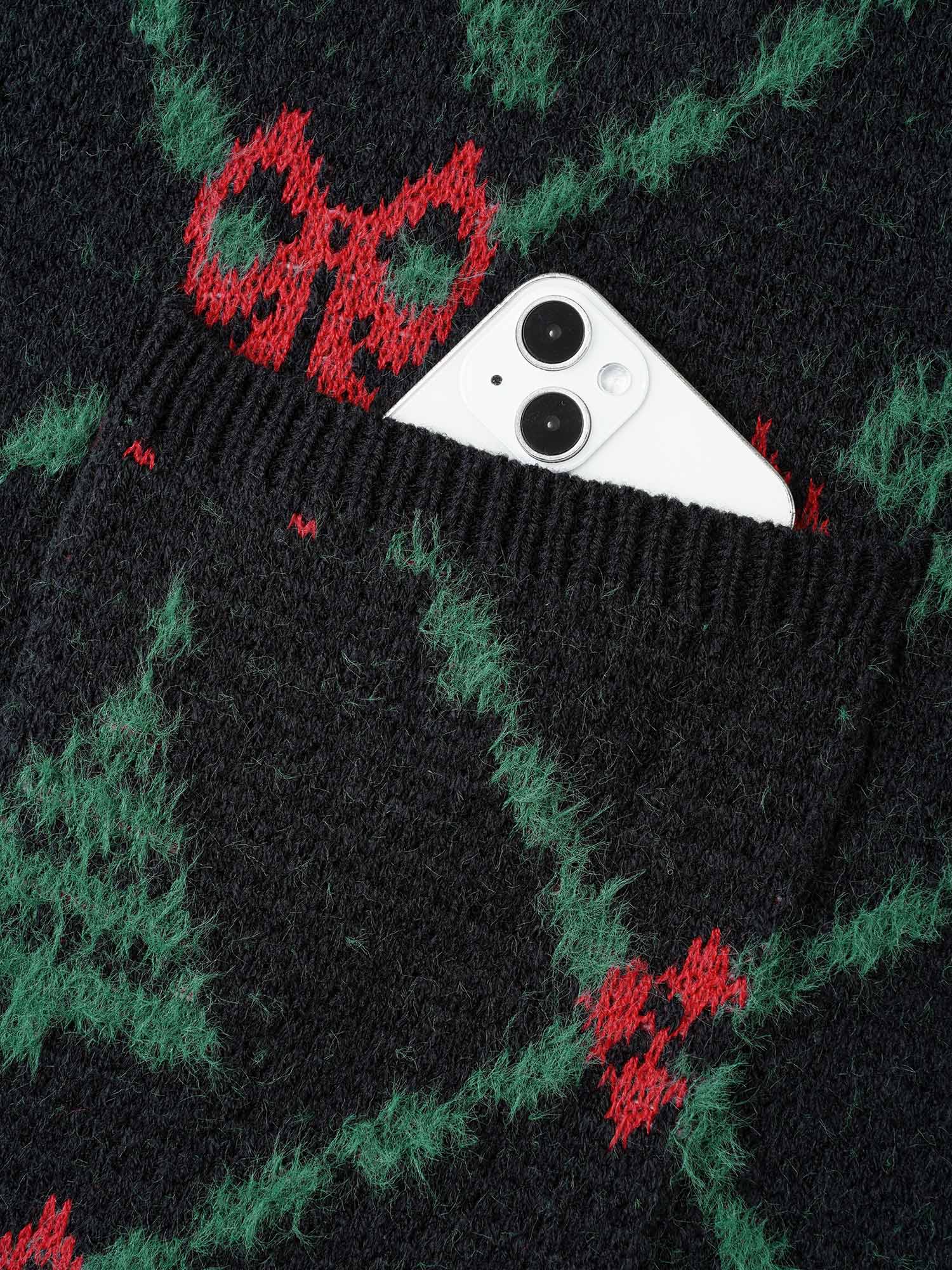 Festive Plaid Pattern Open-Front Cardigan