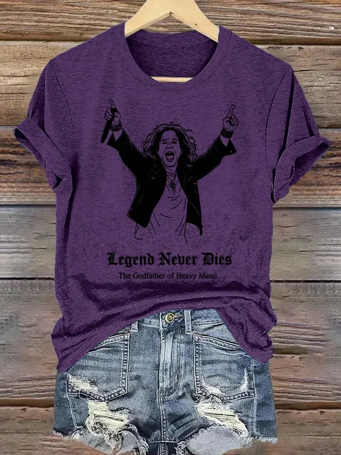 Retro Prince Of Darkness Legend Never Dies The Godfather Of Heavy Metal Print T-Shirt