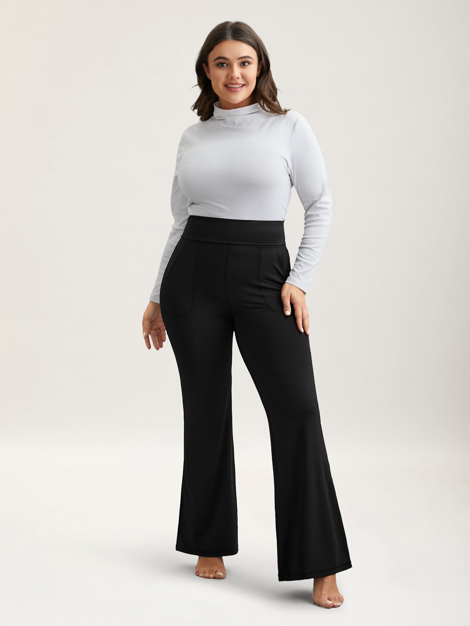 Ruched Wide Waist Pockets Tight Pants