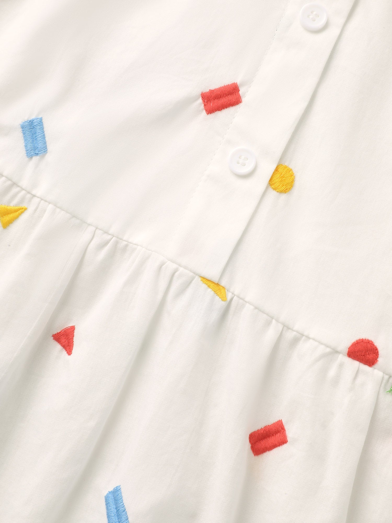 Cotton Geometric Embroidery Tunic Blouse