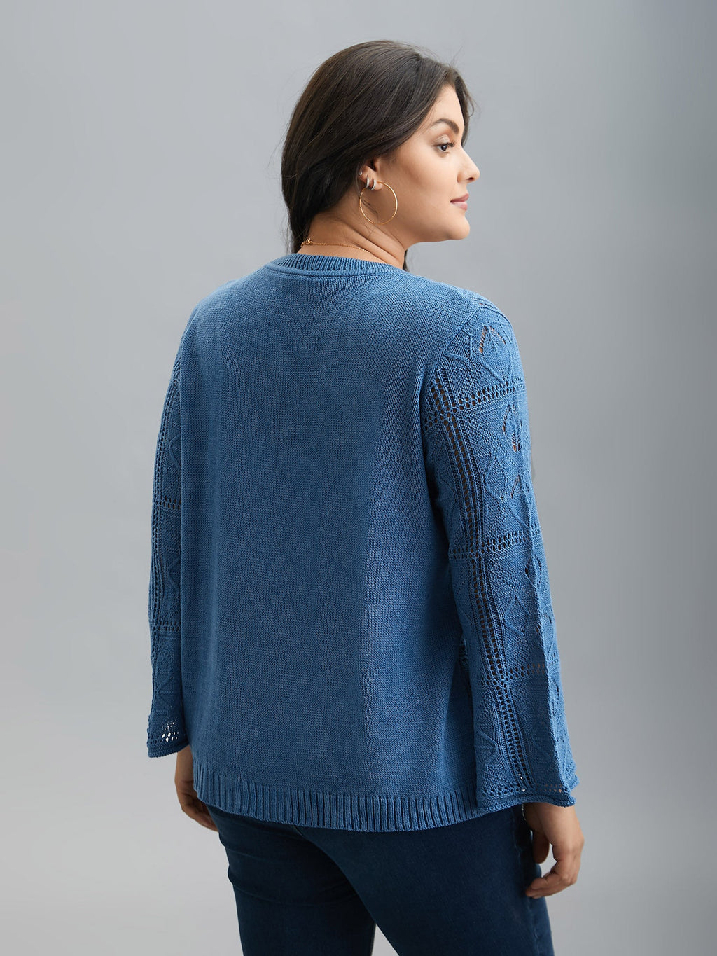 Front-Tie Textured Eyelet Knit Cardigan