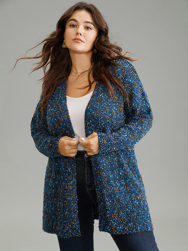Color Textured Open Front Cardigan