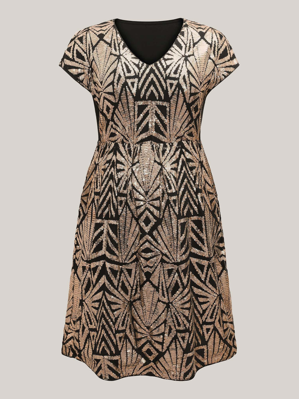 Geometric Sequin Dolman Sleeve Midi Dress