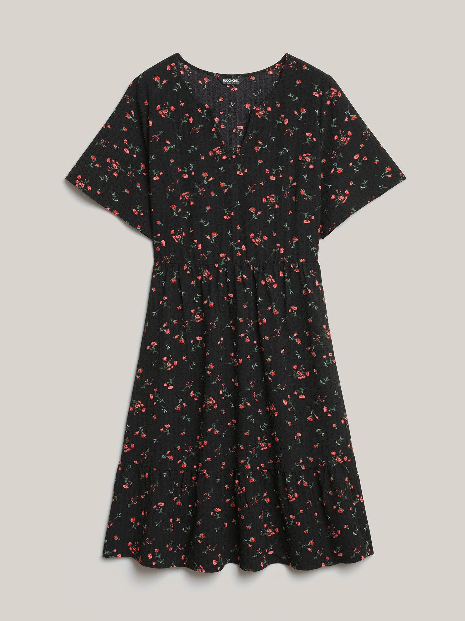 Floral Flared Sleeve Tiered Midi Dress