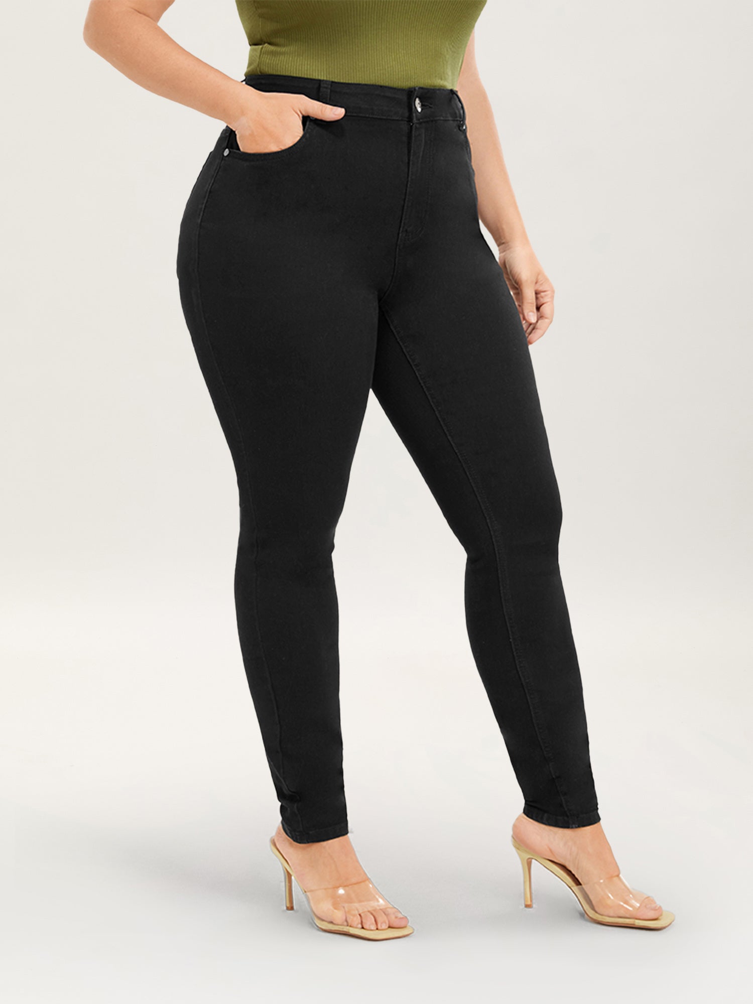 Skinny Very Stretchy High Rise Black Wash Sculpt Waist Jeans