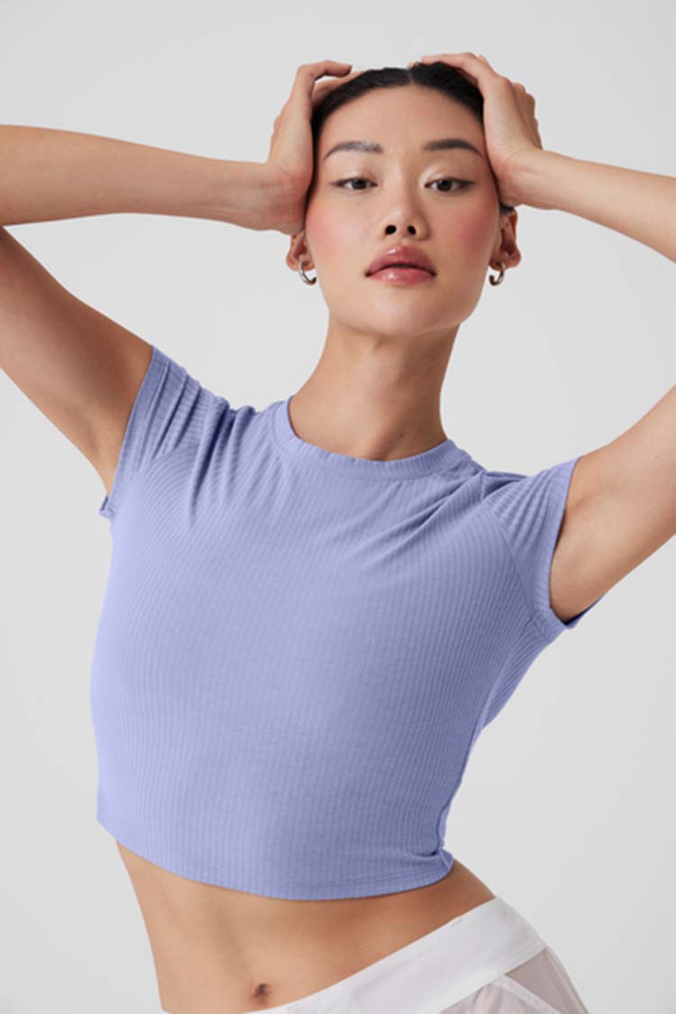 RIBBED SEA COAST CROPPED SHORT SLEEVE TEE