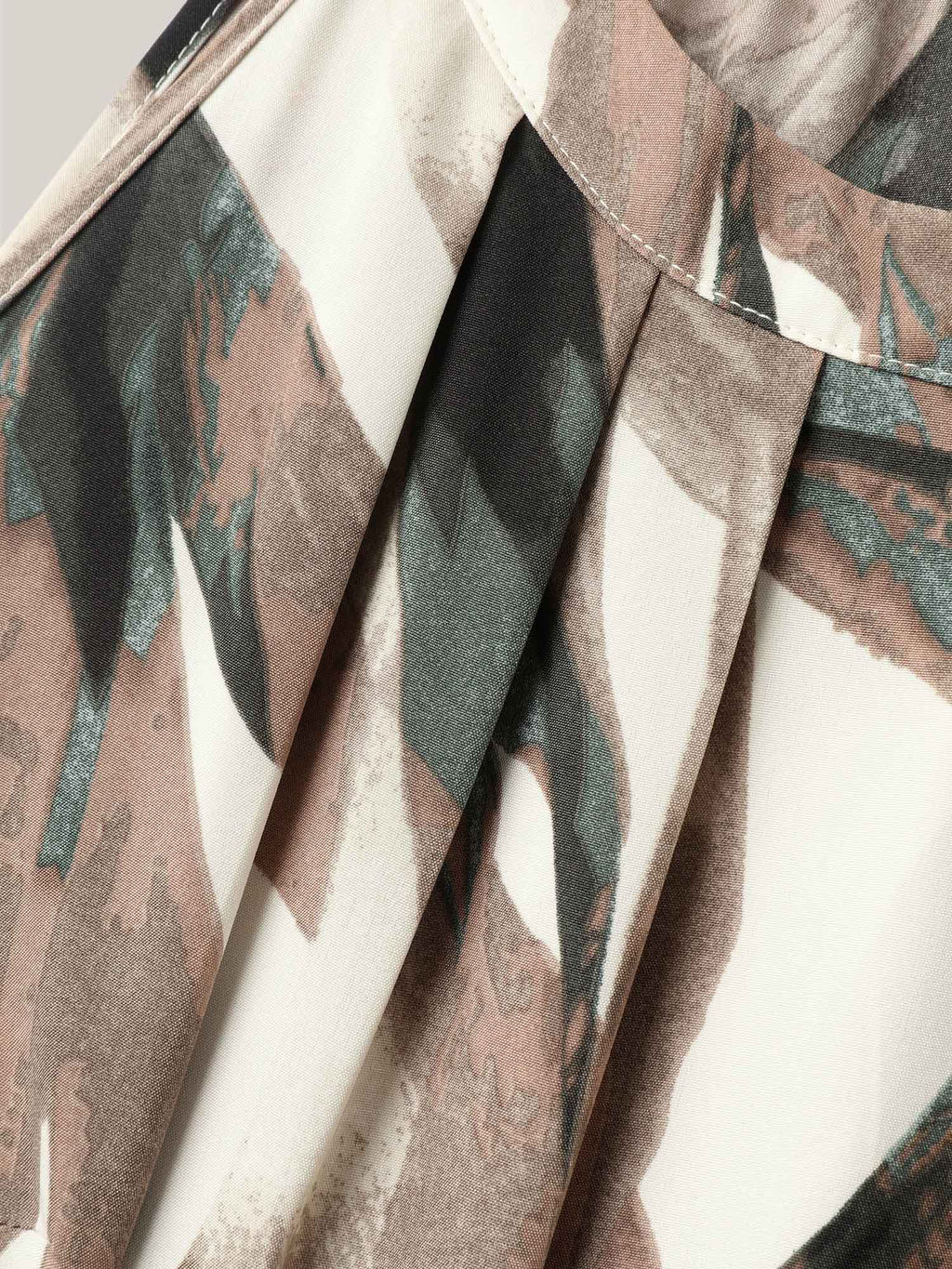 Leaf Print Halter Neck Tiered Midi Dress
