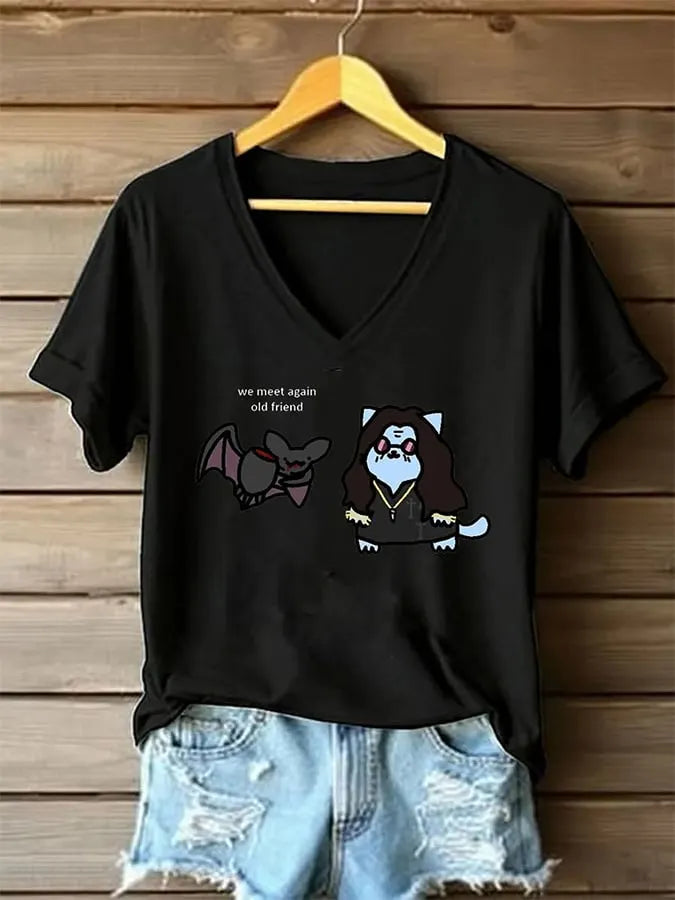 Women's casual V-neck short-sleeved comfortable T-shirt
