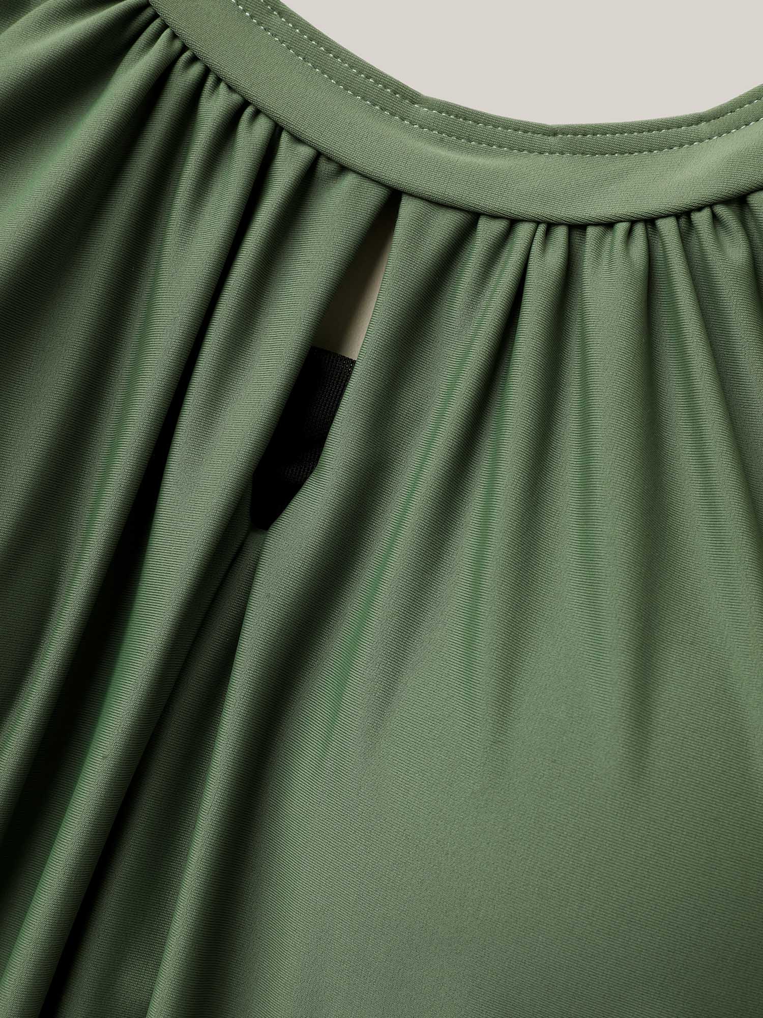 Pleated Non-Removable Cups Swim Top