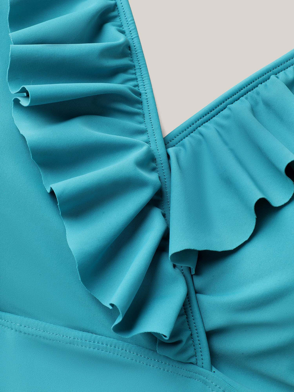 Ruffled Edges Drawstring Bust-Support Swim Top