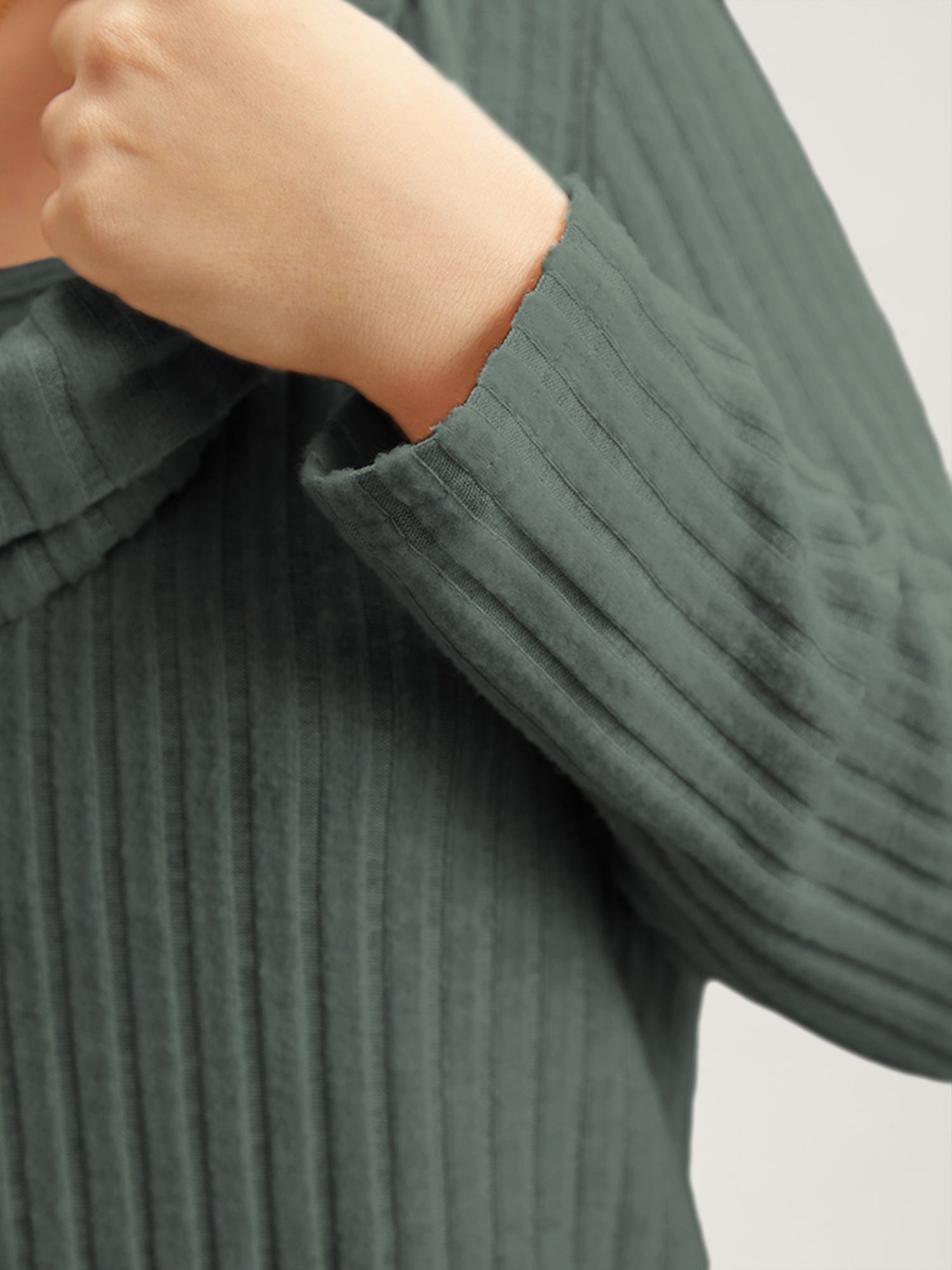 Plain Rib Knit Cowl Neck T-shirt