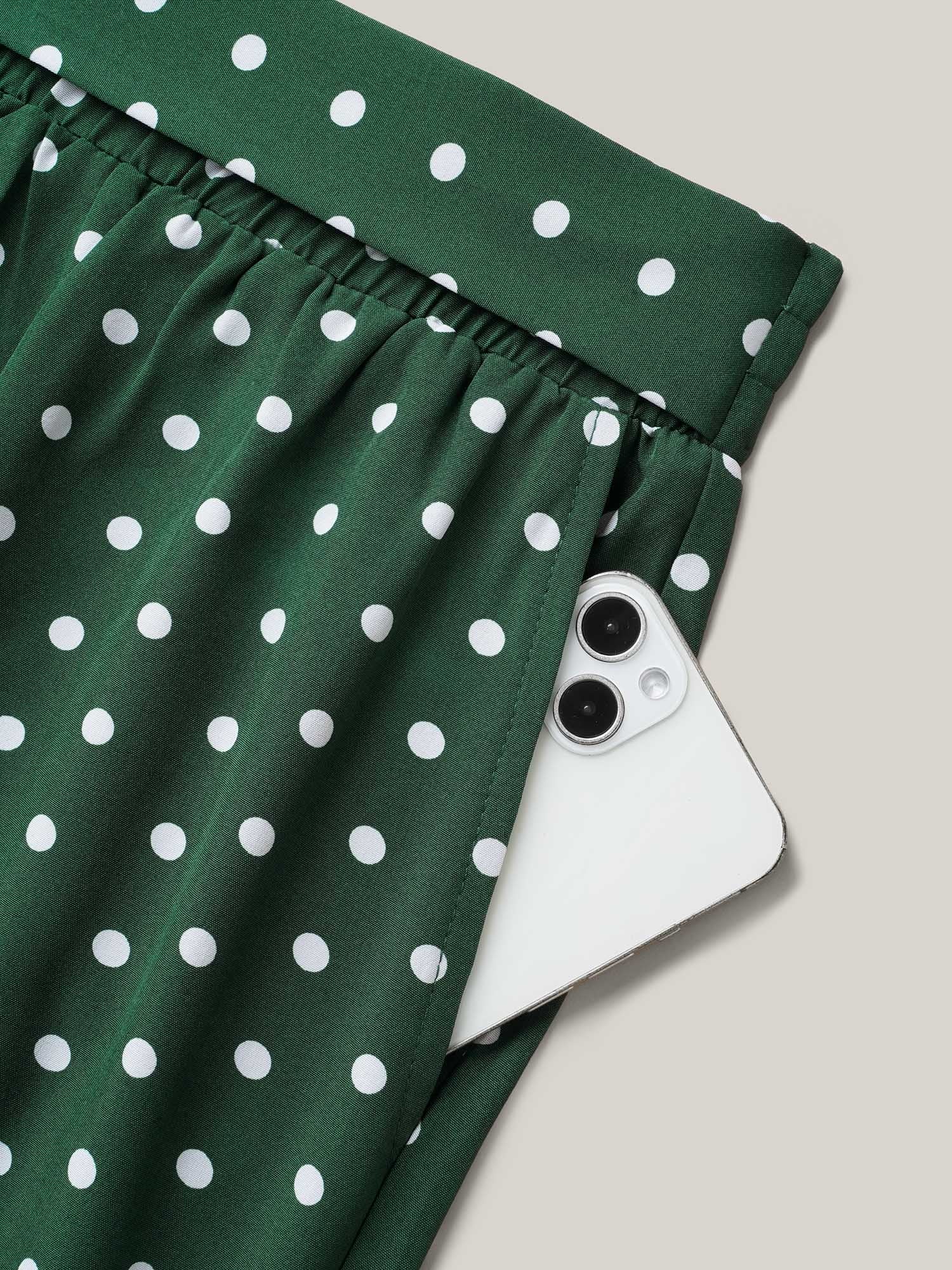 Polka Dots Tied Wide Leg Pants