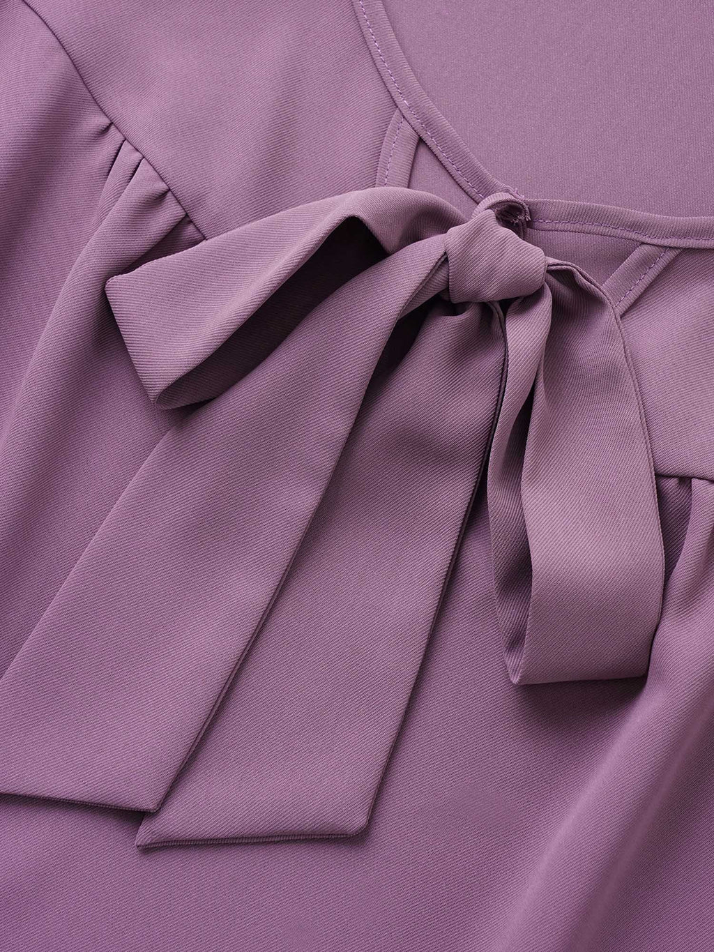 Solid Ribbon Tied Collar Bell Sleeve Blouse