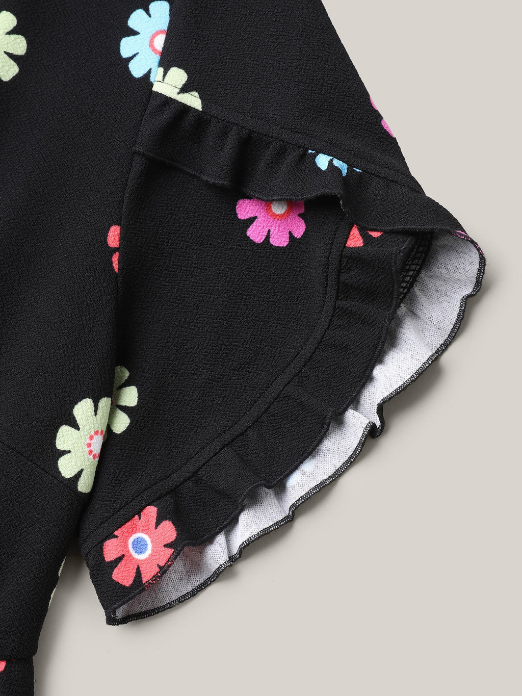 Stretchy-Waist Floral Print Pockets Midi Dress