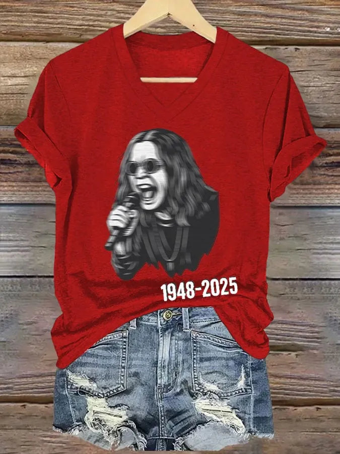 Women's casual short-sleeved V-neck T-shirt