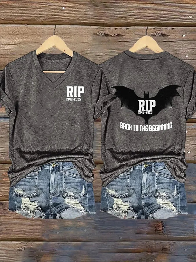 Women's Back To The Beginning Print V Neck T-shirt