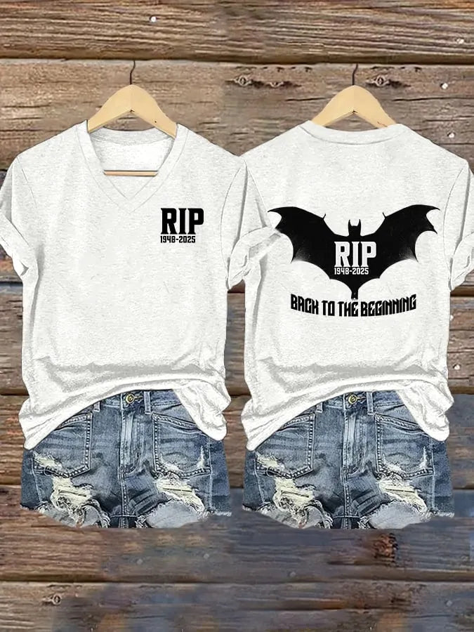 Women's Back To The Beginning Print V Neck T-shirt