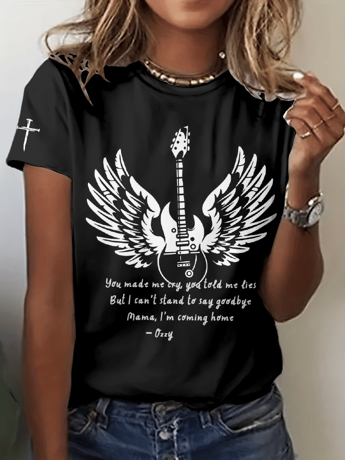 Women's Hot Singer Printed Crew Neck T-Shirt