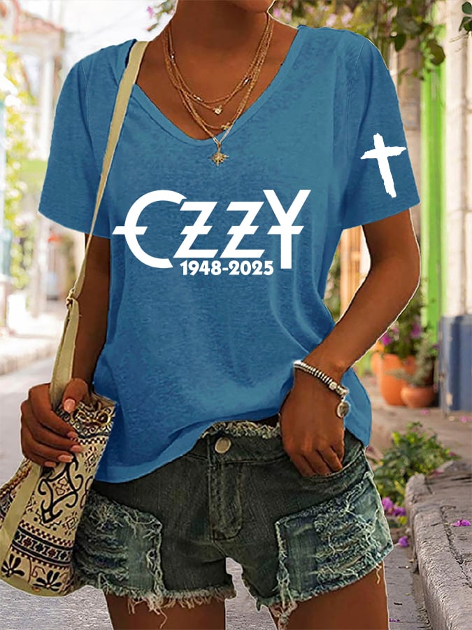 Women's “Hot Singer” Printed V-Neck T-Shirt
